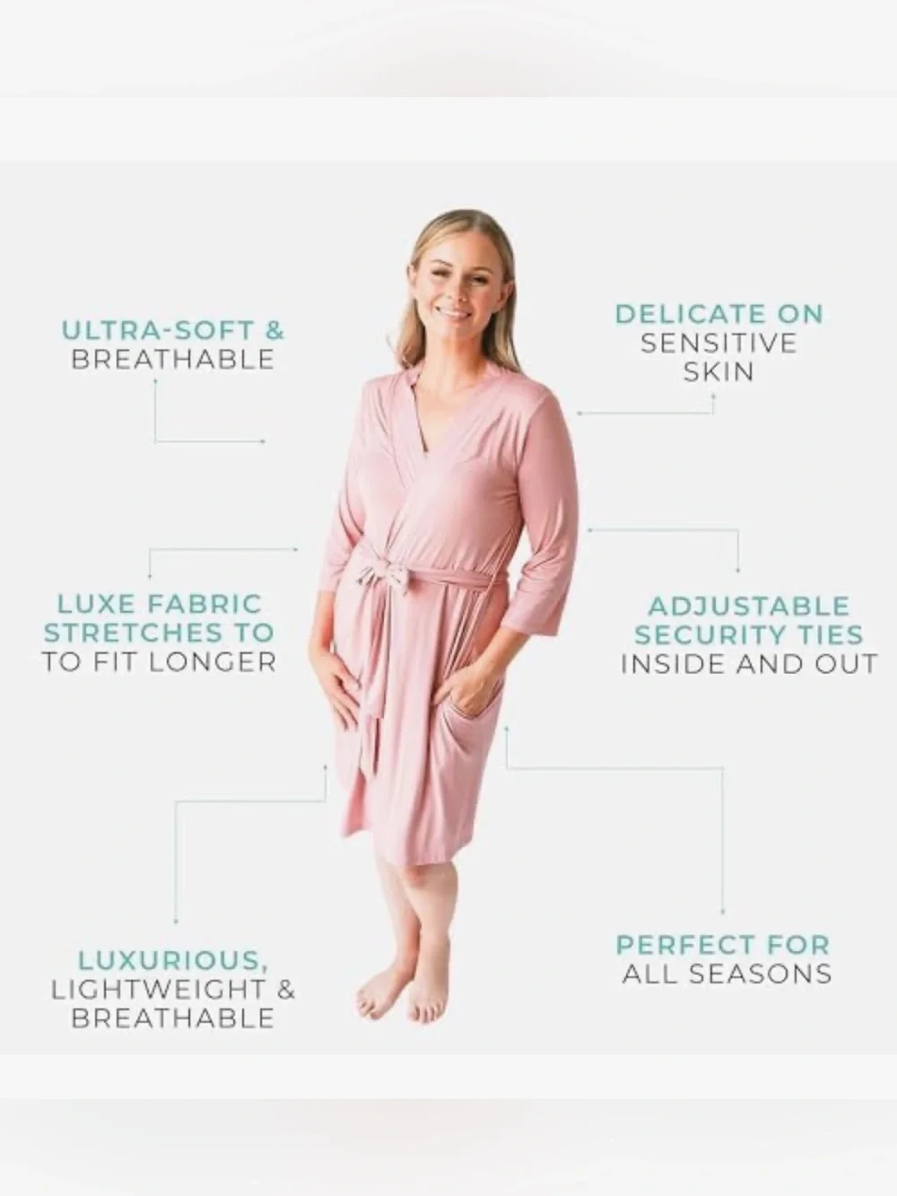 Posh Peanut Dusty Rose Women's Pink Robe & Ruffle Hem Chemise Set L/XL